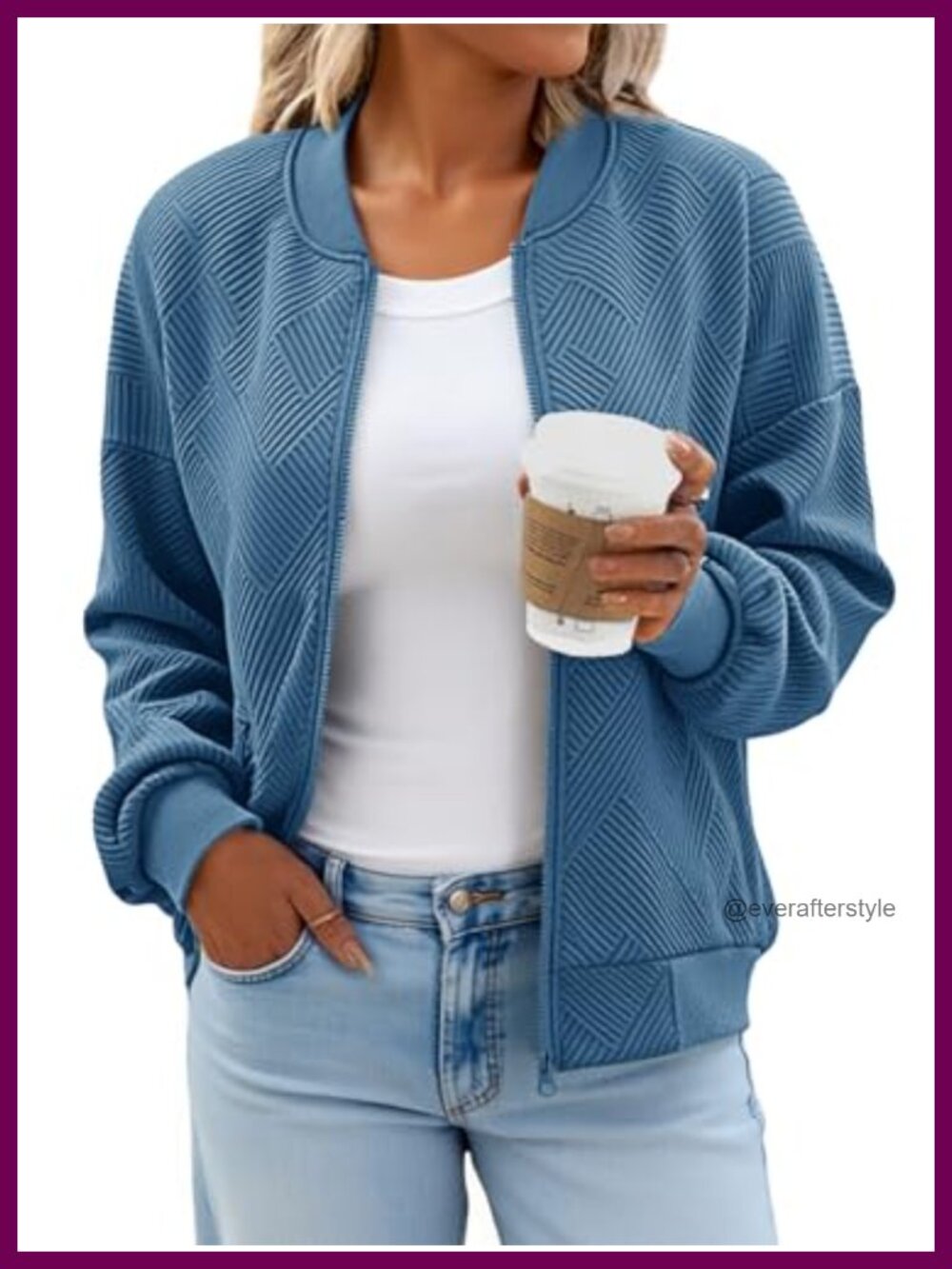 Women's Lightweight Zip Up Bomber Jacket with Pockets